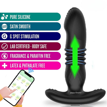 Telescopic Prostate Massager Butt Plug Vibrator – Anal Thrusting Dildo, Big Sex Toy