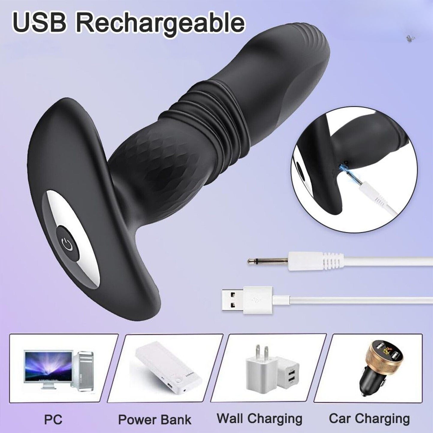 Telescopic Prostate Massager Butt Plug Vibrator – Anal Thrusting Dildo, Big Sex Toy