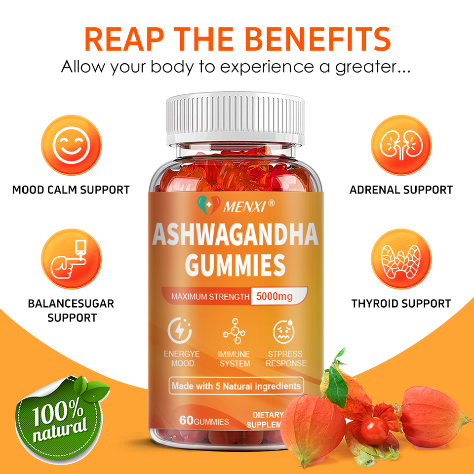 Ashwagandha Gummies – Stress, Fatigue & Anxiety Relief (60 Count, 300 mg)