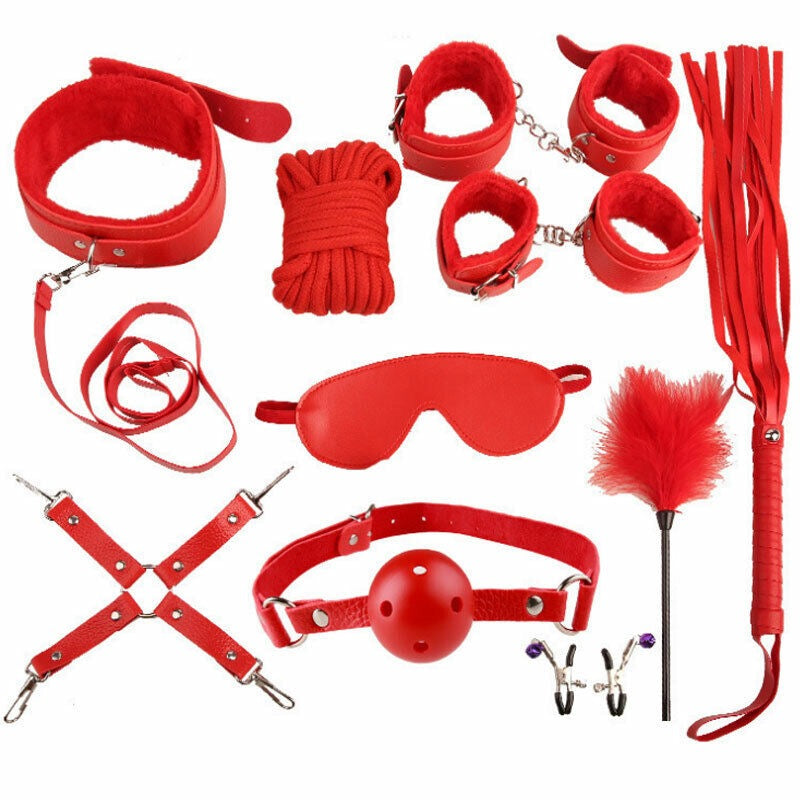 10 pcs Bondage Beginners/Starter Kit/Pack Cuffs Restraint Fetish Sex Toy BDSM