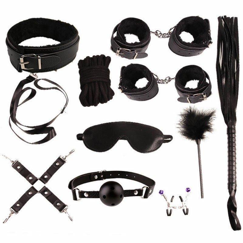 10 pcs Bondage Beginners/Starter Kit/Pack Cuffs Restraint Fetish Sex Toy BDSM