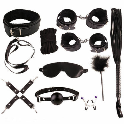 10 pcs Bondage Beginners/Starter Kit/Pack Cuffs Restraint Fetish Sex Toy BDSM