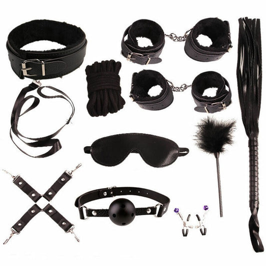 10 pcs Bondage Beginners/Starter Kit/Pack Cuffs Restraint Fetish Sex Toy BDSM