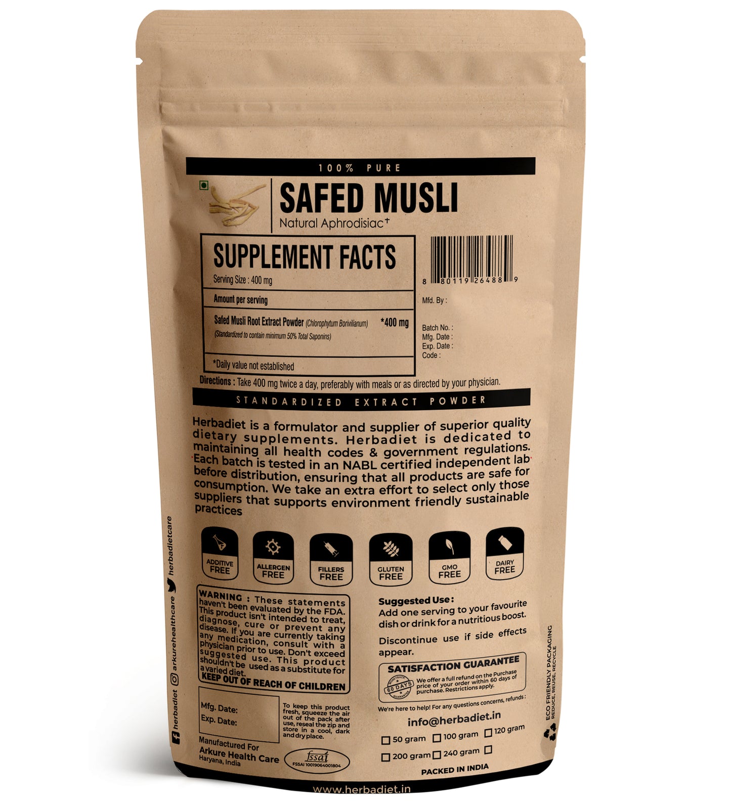 Organic Safed Musli Extract – Energy, Stamina & Vitality