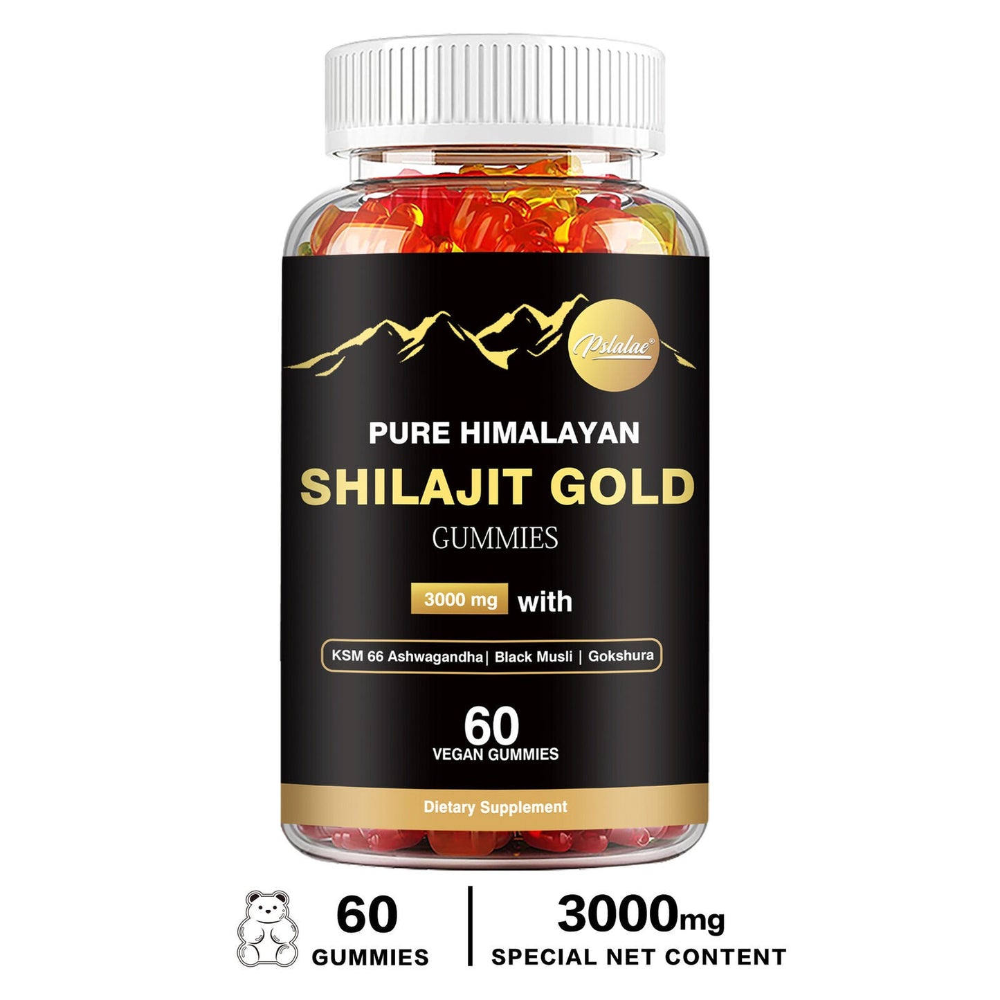 Shilajit Gold Gummies 3000mg - Ashwagandha - Energy and Endurance, Stress Relief