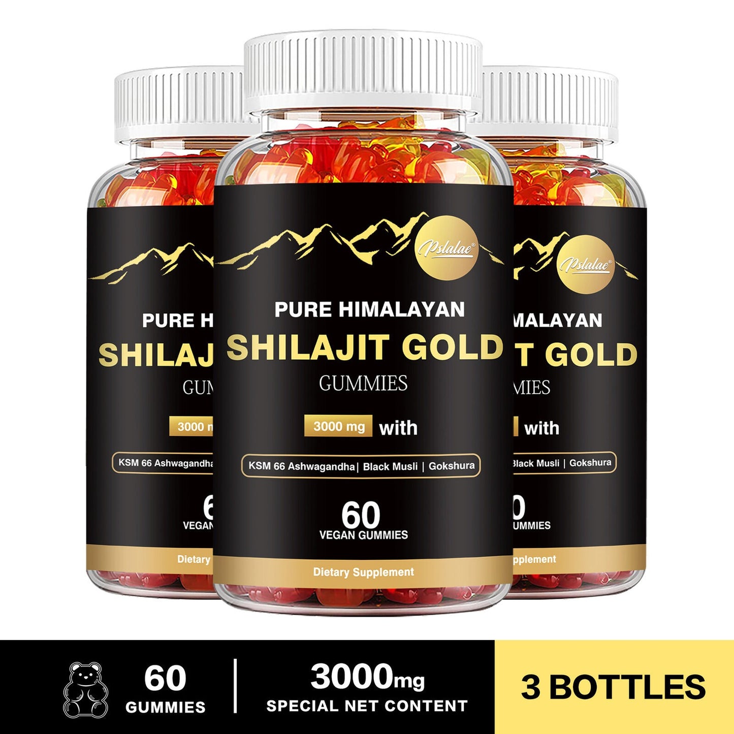 Shilajit Gold Gummies 3000mg - Ashwagandha - Energy and Endurance, Stress Relief