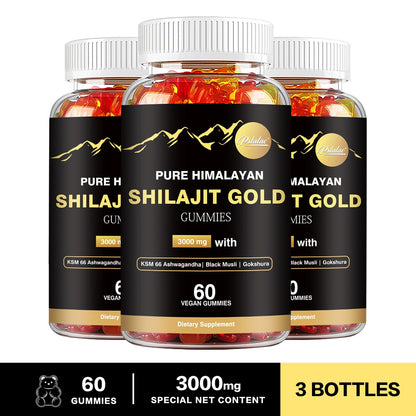 Shilajit Gold Gummies 3000mg - Ashwagandha - Energy and Endurance, Stress Relief